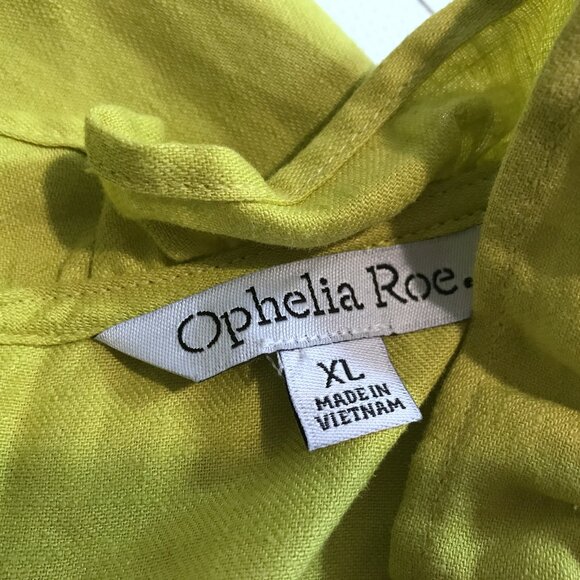 Ophelia Roe Linen Ruffle Neck Sleeveless Blouse with Button Back Women XL - Picture 6 of 8